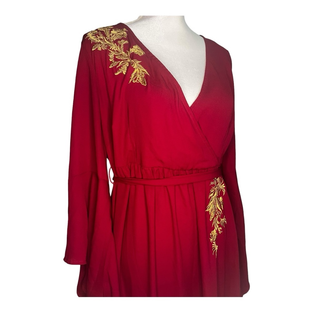 Red Asian Inspired Formal Maternity Dress